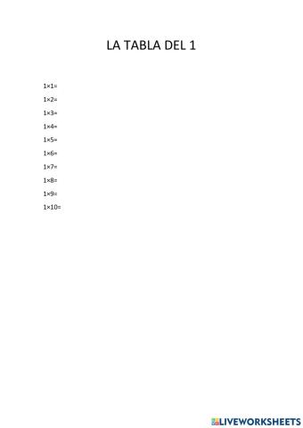 La tabla del 1