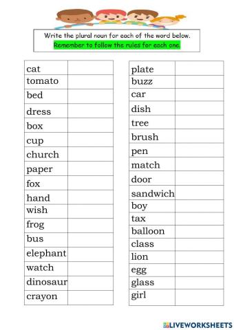 Singular - Plural Nouns 