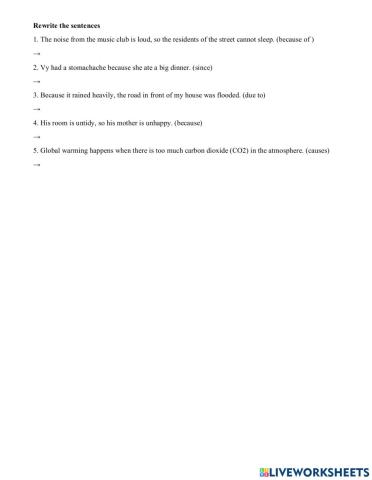 Rewrite sentences grade 8 - Unit 7