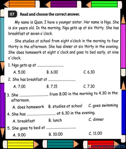 Read and choose a,b or c