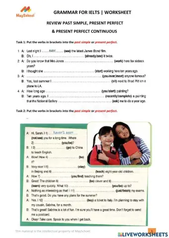 Review Past Simple, Present Perfect & Present Perfect Continuous