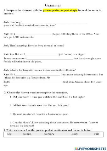 Grammar and Vocabulary review