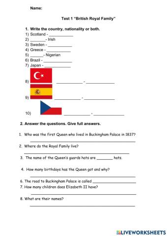 British Royal family test