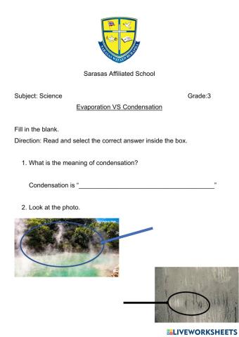 Unit 6 Evaporation VS Condensation Worksheet 2