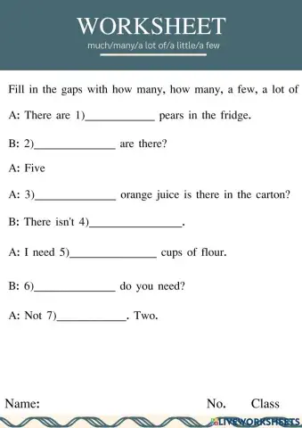 Much,many,a lot of,a few,a little