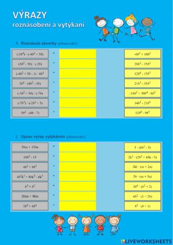 Výrazy - roznásobení a vytýkání