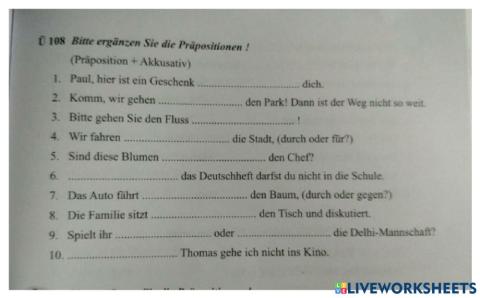 Akkusativ Praepositionen