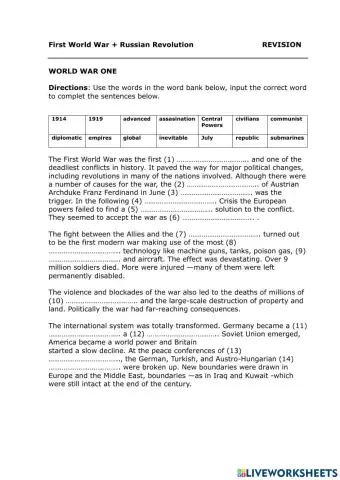 REVISION First World War