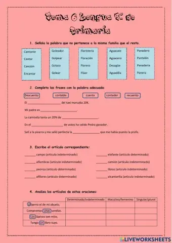 Repaso tema 6º lengua 4º