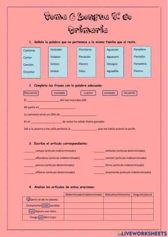 Repaso tema 6º lengua 4º