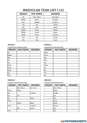 Irregular verbs