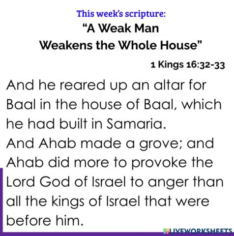 A Weak Man Study Guide