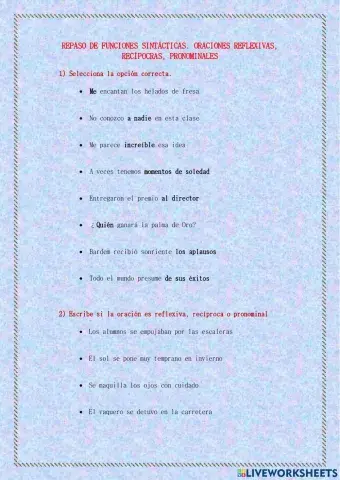 Funciones de la oración simple.
