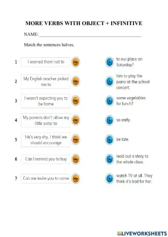 More verbs with object + infinitive