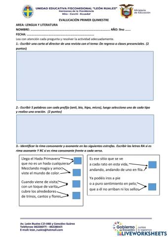 Evaluación Quimestral