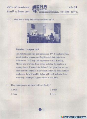 English ONET P.6 2563 Part 2 No.11-29