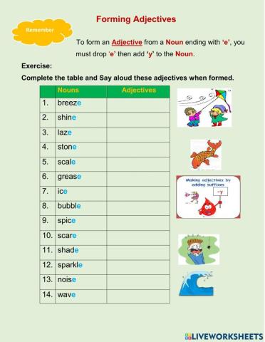 Formation of Adjectives -y-