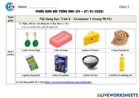 Phiếu giao bài tuần 26