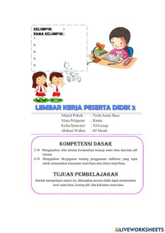 E-lkpd teori asam basa bronsted-lowry