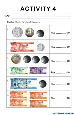 A4-Q2W3-Lesson 9 - Philippine Bills and Coins - ACTIVITIES