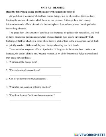Y8 - Unit 7.2 - Reading 2