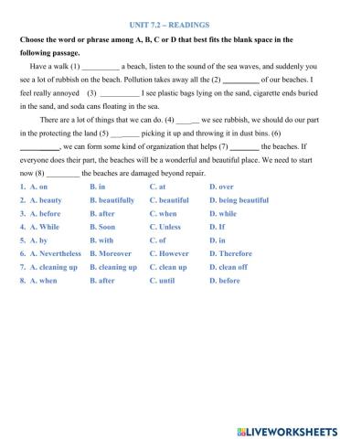 Y8 - Unit 7.2 - Reading 3