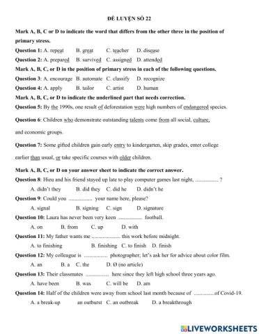 Đề luyện số 22