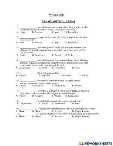 Pre-Test Writing Skills