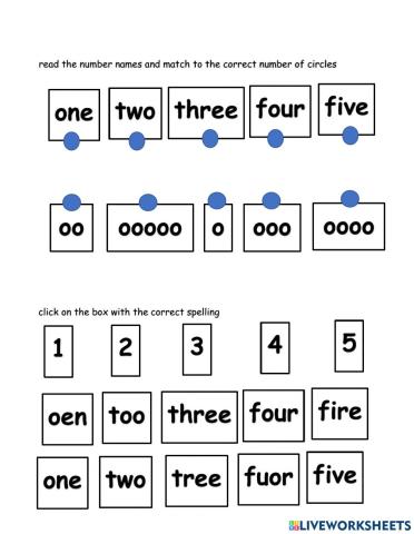 Number names 1-5