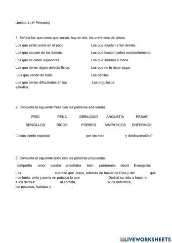 Los preferidos de Jesús