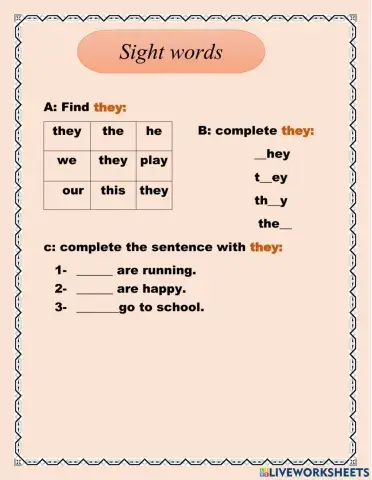 Sight word they