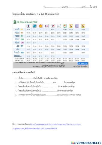 ราคาน้ำมัน