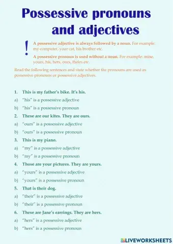 Possessive pronouns and adjectives