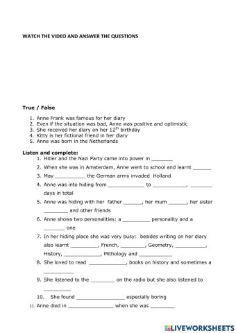 10 Questions about Anne Frank