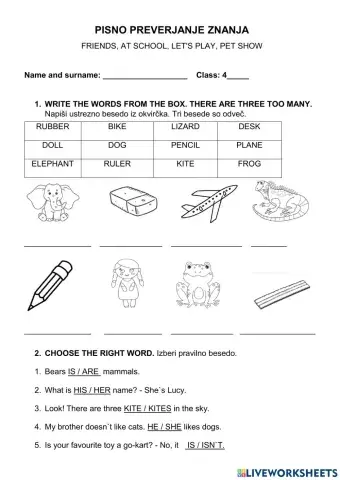 4r - Super Minds 1, Units 1-3 - preverjanje