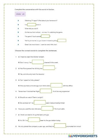 -yet- and -already- with Present Perfect