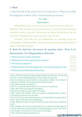 Reading TV challenge