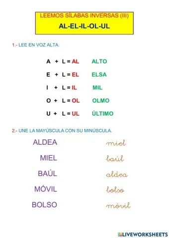 Sílabas inversas: AL-EL-IL-OL-UL