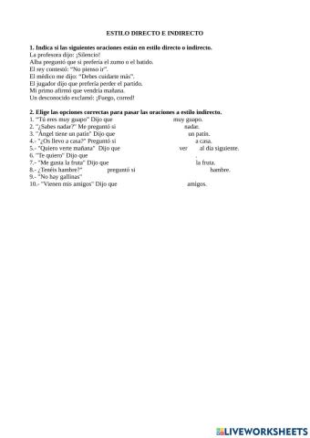 Estilo directo e indirecto