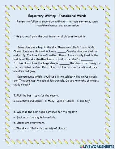 Expository Writing       Transitions