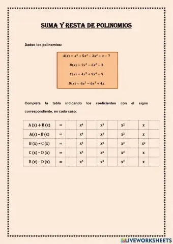 Suma y resta de polinomios