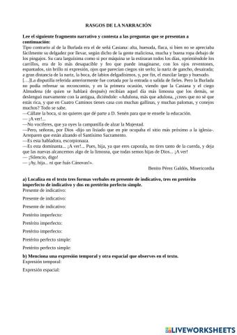 Rasgos lingüísticos de la narración