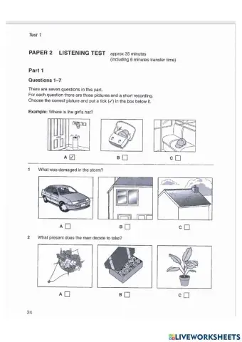 B1 listening PET 5 parts 1