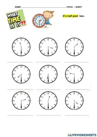 Writing the time: half past... 