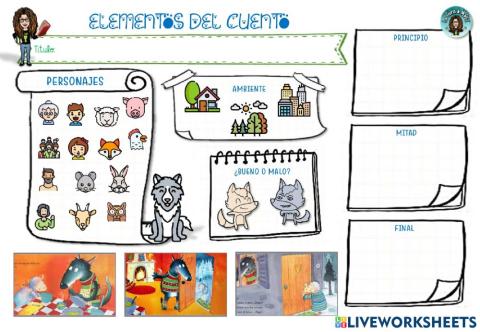 Elementos Cuento. La ovejita que vino a cenar