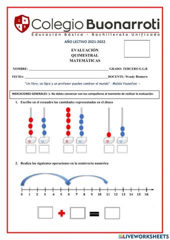Quimestral de matemáticas