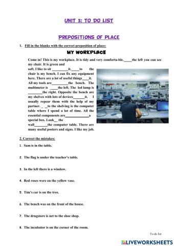 Prepositions of place for MER