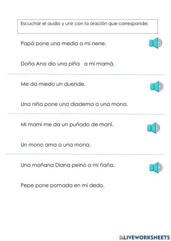 Lectura de oraciones