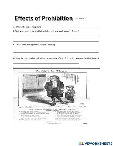 Prohibition & Bootlegging Worksheet