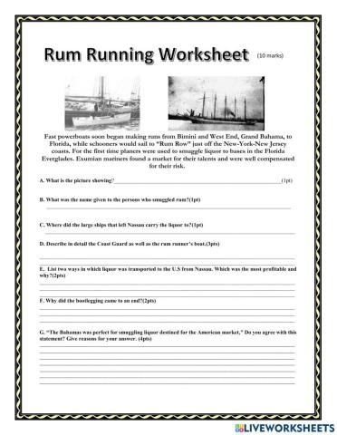 Rum Running Worksheet 2